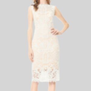 Tadashi Shoji White Lace MIDI Dress BodyCon Size 0
